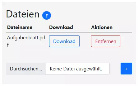 Admin-Oberfläche, auf der Dateien erlaubt oder gesperrt werden können