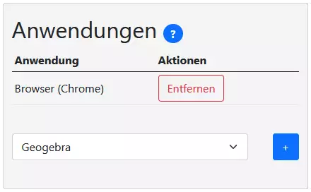 Admin-Oberfläche, auf der Programme erlaubt oder gesperrt werden können